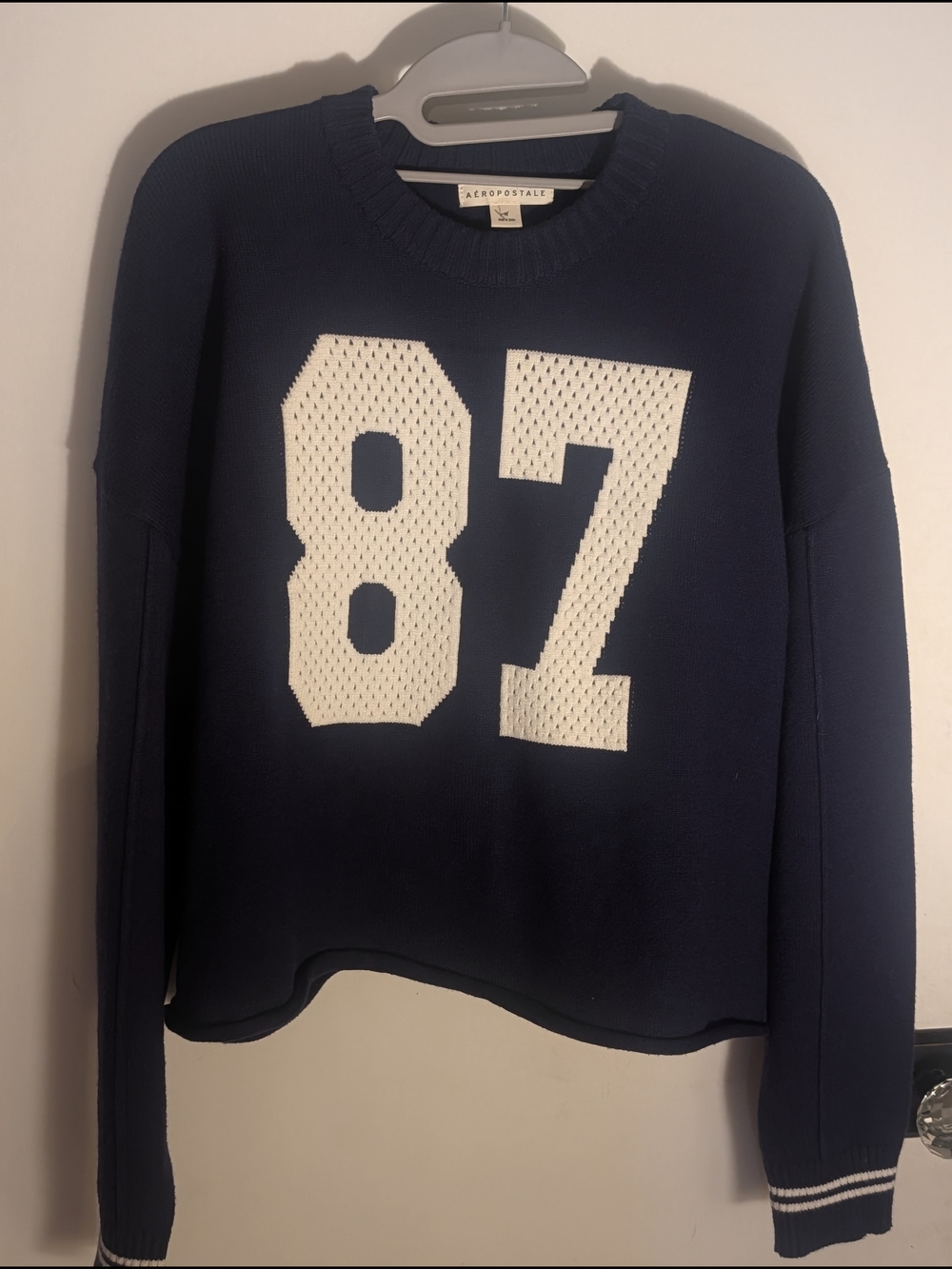 Aeropostale Navy Crewneck Sweater with White '87